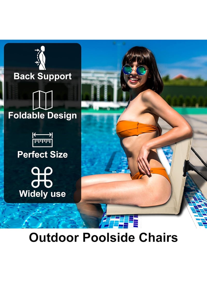 HI-FINE Foldable Seat for Poolside Chairs, Portable Outdoor Poolside Chairs for Edge of Pool, Beach Chair, SwimmingPool Accessories, Pool Seats for Edge,Beach Camping Picnic Lawn Accessories-Light Beige - Image 3