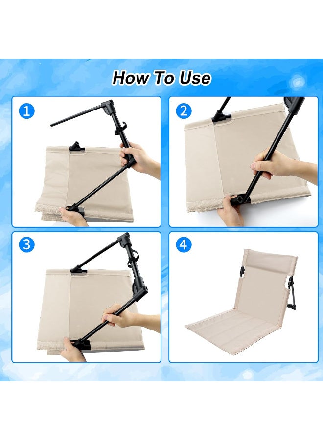 HI-FINE Foldable Seat for Poolside Chairs, Portable Outdoor Poolside Chairs for Edge of Pool, Beach Chair, SwimmingPool Accessories, Pool Seats for Edge,Beach Camping Picnic Lawn Accessories-Light Beige - Image 5