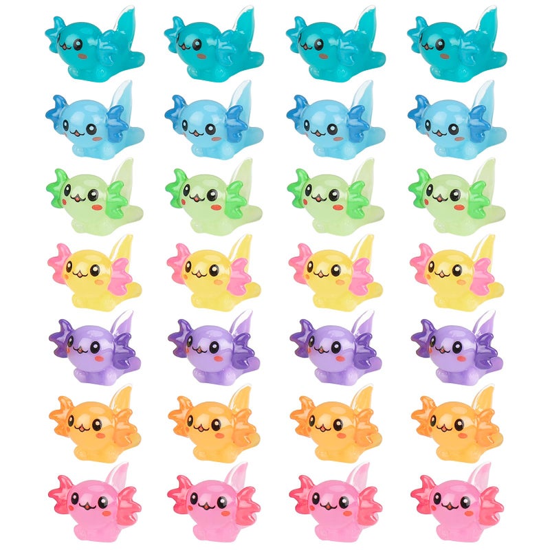 Hoemwarm 28 Pcs Mini Resin Axolotl Charms Bulk 7 Colors Tiny Axolotl Resin Figurine Toy Charms Small Ornament Figurine Axolotl Decoration for Home Garden Landscape DIY Aquarium Dollhouse Ornament - Image 3