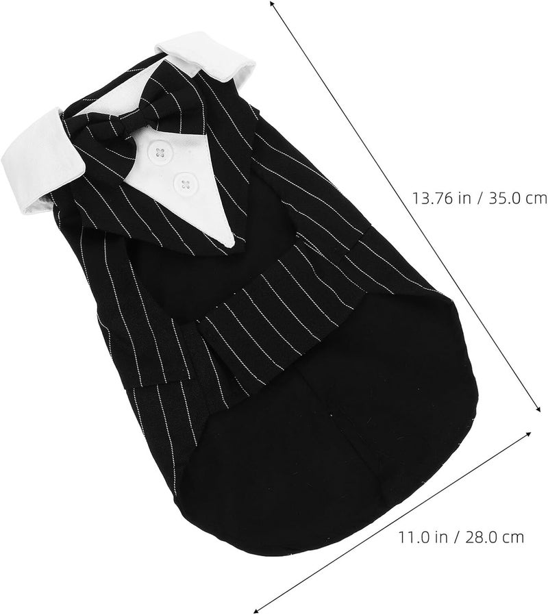 Pet Tuxedo Suit Sturdy Washable Dog Formal Wear Wedding Party Puppy Stylish Black Stripe L Size Pet Clothing - Image 2