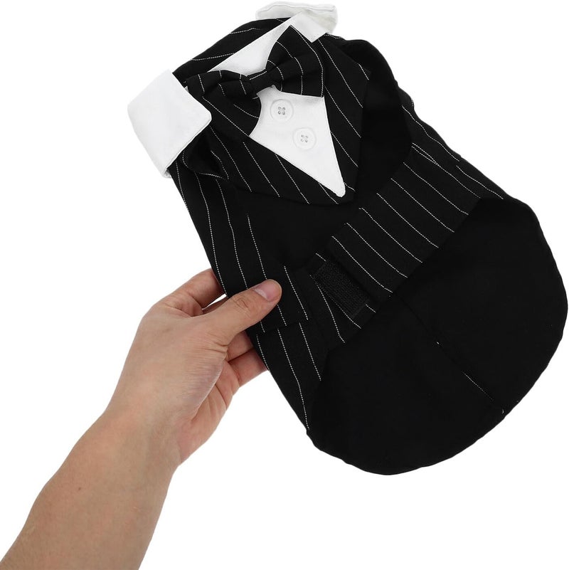 Pet Tuxedo Suit Sturdy Washable Dog Formal Wear Wedding Party Puppy Stylish Black Stripe L Size Pet Clothing - Image 4