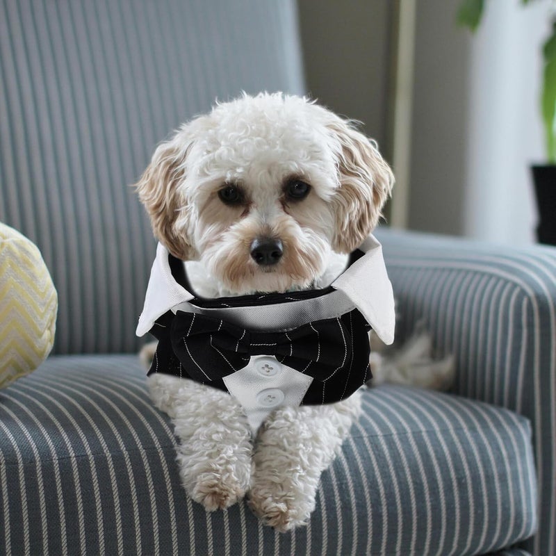 Pet Tuxedo Suit Sturdy Washable Dog Formal Wear Wedding Party Puppy Stylish Black Stripe L Size Pet Clothing - Image 5