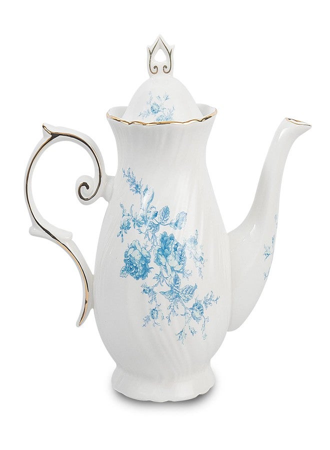 Agyiuns tea pot ceramic, Porcelain teapot with lid, 38.8 Oz for Tea, Milk, Coffee, Flower tea(Blue) - Image 1