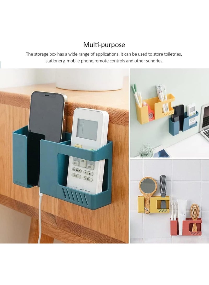 SYOSI Wall Mount Phone Holder, Punch-Free Wall-Mounted Mobile Stand, Sticky Storage Box for Phones and Remote Controls, Multipurpose Bedside Organizer, Lazy Mobile Rack for Bedroom (White, 2 Pack) - Image 4