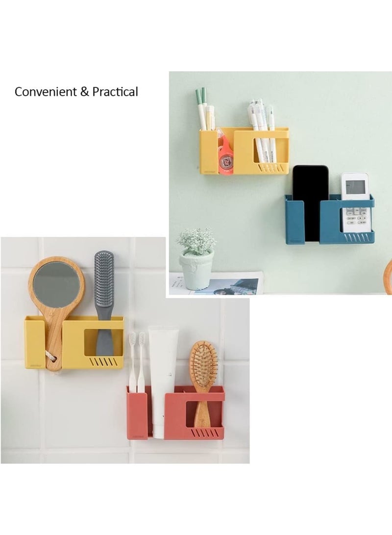 SYOSI Wall Mount Phone Holder, Punch-Free Wall-Mounted Mobile Stand, Sticky Storage Box for Phones and Remote Controls, Multipurpose Bedside Organizer, Lazy Mobile Rack for Bedroom (White, 2 Pack) - Image 5