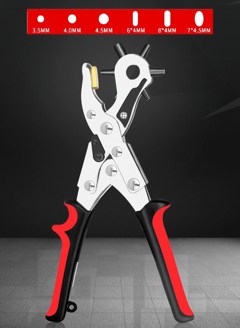 Bukela Labour-saving Oval Leather Punch, Belt Hole Puncher for Leather, Revolving Punch Plier Kit,Leather Punch Plier for Leather, Belts, Watches, Handbags, Leather Punch Tool, (1 Oval Hole, 2 Flat Hole, 3 Round Hole) - Image 1