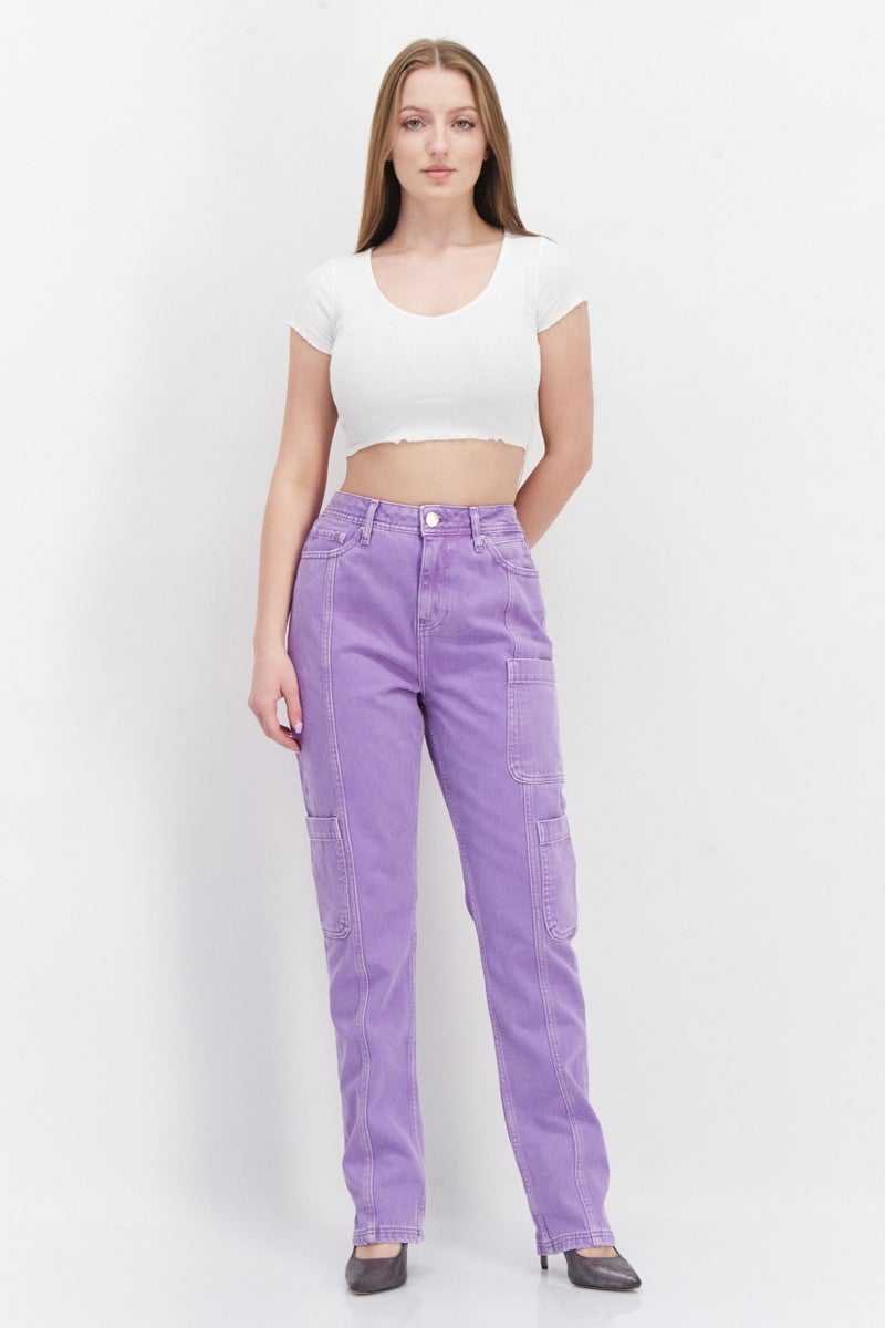 RIVER ISLAND Women Regular Fit Plain Non-Stretchable Jeans, Purple - Image 3