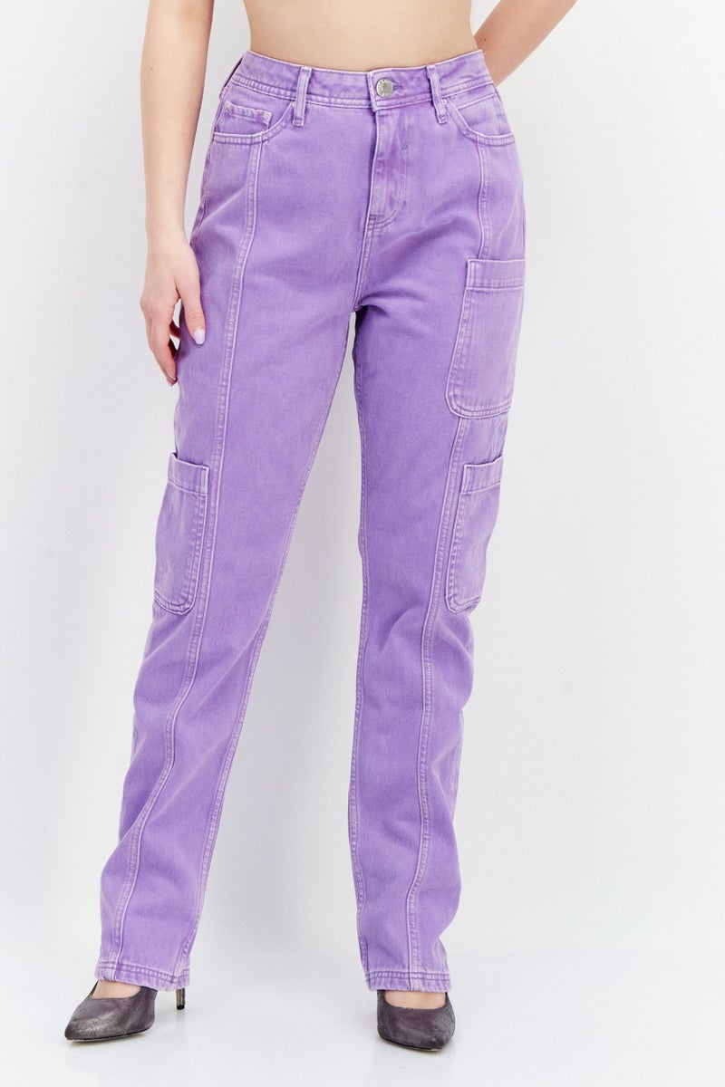 RIVER ISLAND Women Regular Fit Plain Non-Stretchable Jeans, Purple - Image 1