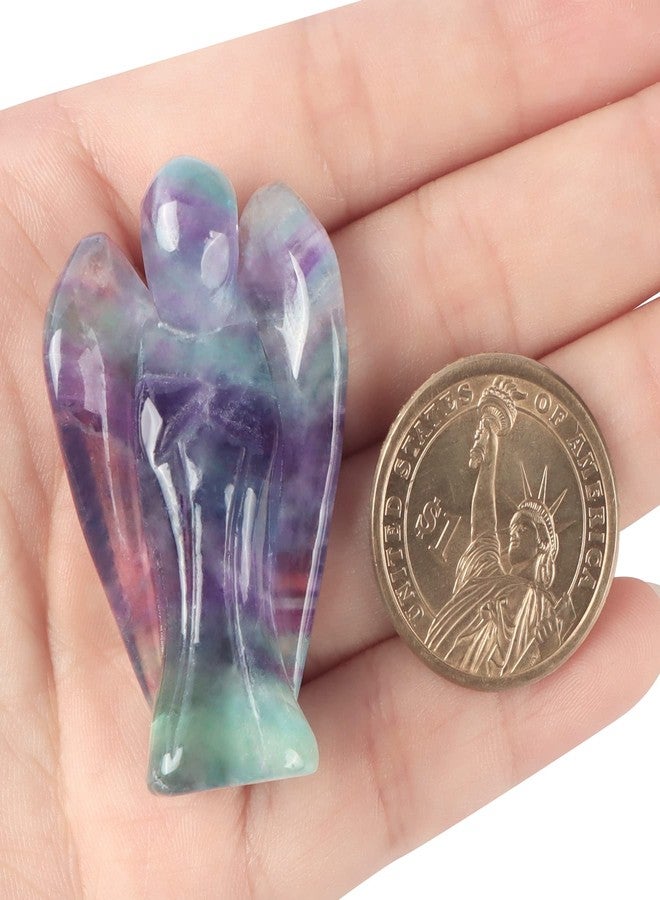 Artistone Guardian Angel Healing Crystals Rainbow Fluorite Crystal Angel Stone Gemstone Statue Figurine Pocket Angel - Image 3