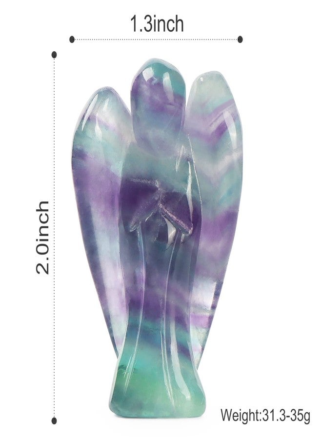 Artistone Guardian Angel Healing Crystals Rainbow Fluorite Crystal Angel Stone Gemstone Statue Figurine Pocket Angel - Image 2