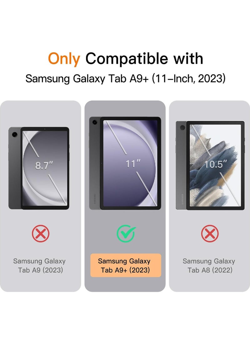 ماركة غير محددة - حافظة لوحة المفاتيح لجهاز Samsung Galaxy Tab A9 Plus/A9+ 5G 11 بوصة موديل 2023 (SM-X210/X216/X218) غطاء حامل نحيف خفيف الوزن مع مفاتيح بلوتوث لاسلكية قابلة للفصل مغناطيسيًا - Image 1
