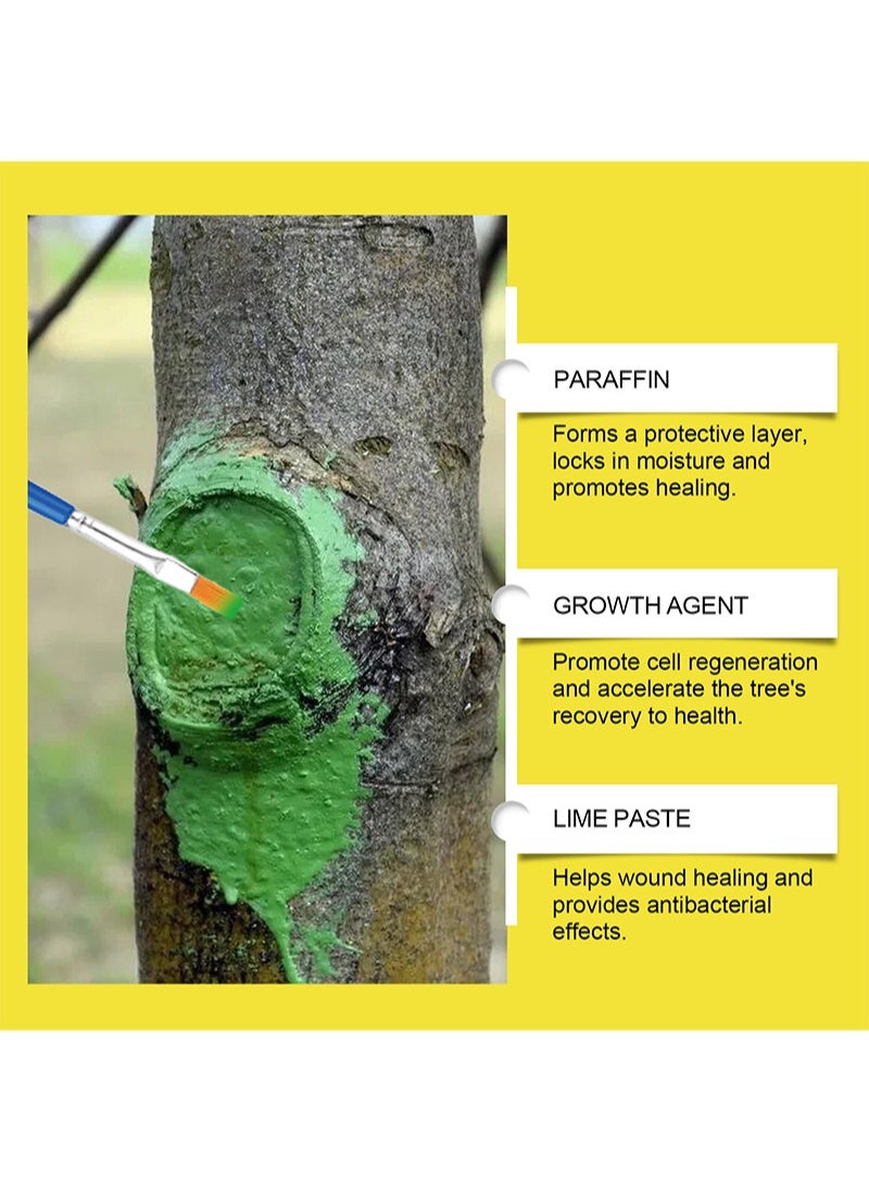 MOONSPRY - Tree Healing Agent，Tree Wound Pruning Sealer，Tree Grafting Paste， Bonsai Cut Paste， Pruning Sealer， Plant Grafting Paste Smear Tree Repair Ointment Agent Repair Tools （With Brush，100g） - Image 1