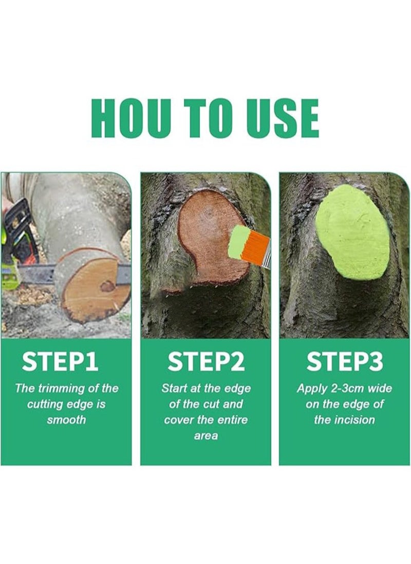 MOONSPRY - Tree Healing Agent，Tree Wound Pruning Sealer，Tree Grafting Paste， Bonsai Cut Paste， Pruning Sealer， Plant Grafting Paste Smear Tree Repair Ointment Agent Repair Tools （With Brush，100g） - Image 1