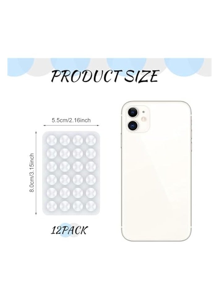 Silicone Suction Phone Case Adhesive Mount, Silicon Adhesive Phone Accessory for iPhone and Android, Hands-Free Fidget Toy Mirror Shower Phone Holder, for Selfies and Videos Fidget Toy (12 Pcs)