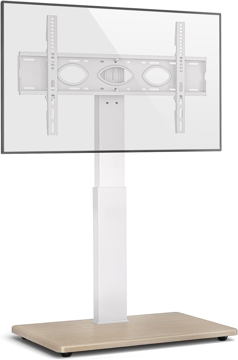 Hamood Universal TV Stand for 40-75 Inch Flat/Curved Screens, Height Adjustable (50"-56"), VESA 100x100mm to 600x400mm, Up to 110 lbs, with Media Shelf, Elegant White HMD-1504 - Image 3