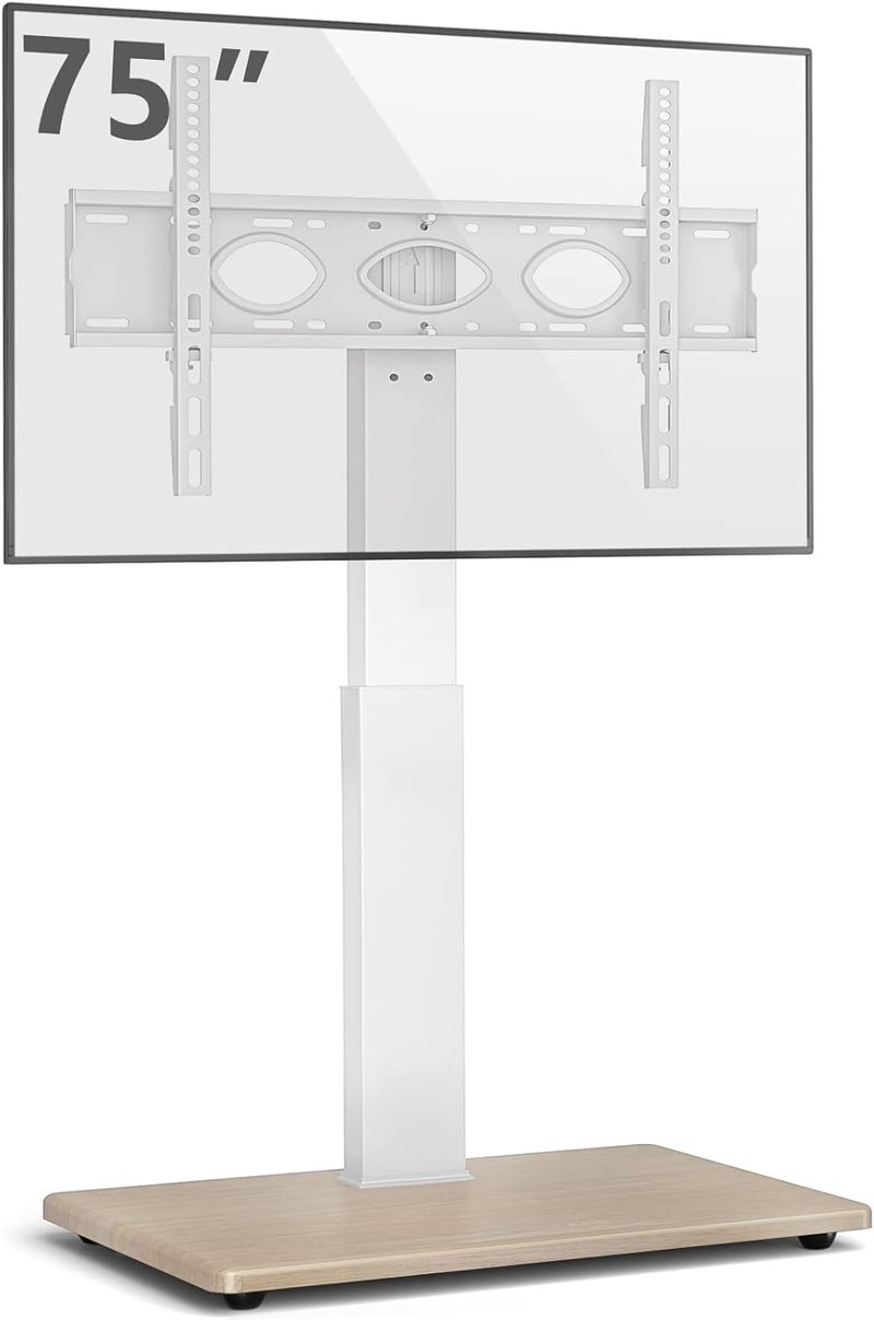 Hamood Universal TV Stand for 40-75 Inch Flat/Curved Screens, Height Adjustable (50"-56"), VESA 100x100mm to 600x400mm, Up to 110 lbs, with Media Shelf, Elegant White HMD-1504 - Image 4