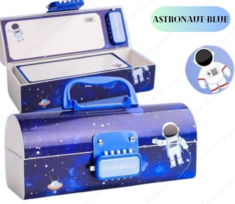 Rahasya Enterprise Pencil Box with Code Lock Pen Case Kids Pencil case Style Password Lock Pencil Box Case Multi-Layer Pencil Box for Boys Girls (Astronaut Blue Password Pencil Box) - Image 2
