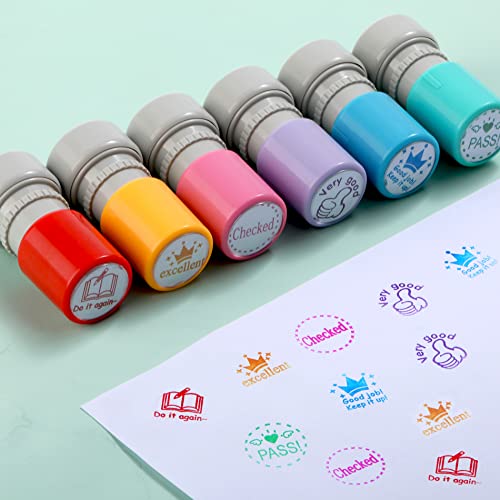 Hmseng Teacher Stamps,6 Self-Ink Flash Stamp Set, Multicolor Teacher Stamps Set for Grading Classroom,Teacher Supplies for Homework-Colers - Image 4