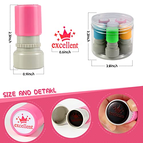 Hmseng Teacher Stamps,6 Self-Ink Flash Stamp Set, Multicolor Teacher Stamps Set for Grading Classroom,Teacher Supplies for Homework-Colers - Image 2