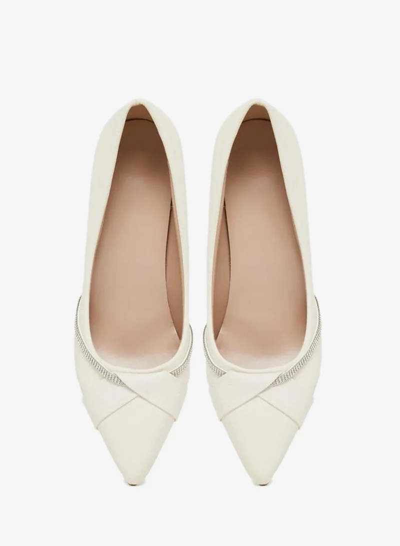 Take Two  Beige Embellished Stiletto Heel Pumps for Women | Best Price UAE