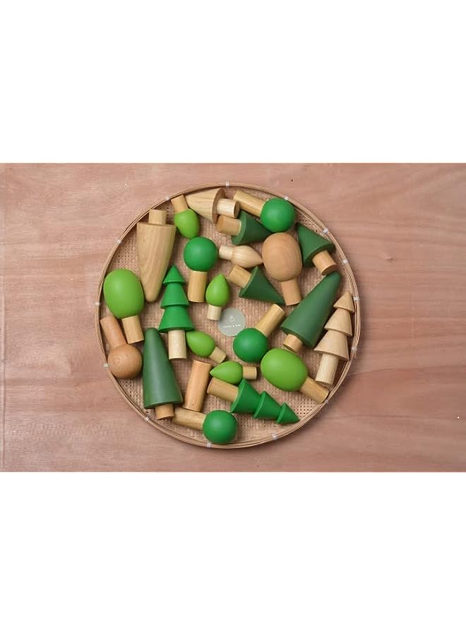 vesus Evergreen Forest trees - Wooden trees - Stacking toys -Sorting toys - Forest toys - Green toys - Image 2
