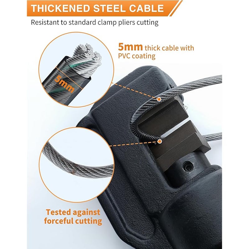 Cable Lock, Steel Cable 4-Digit Combination Lock, Adjustable with 3 Different Lengths Cables for Bikes, File Cabinets, Wardrobes, Small Doors, etc (Gun-Grey 1 Pack) - Image 4