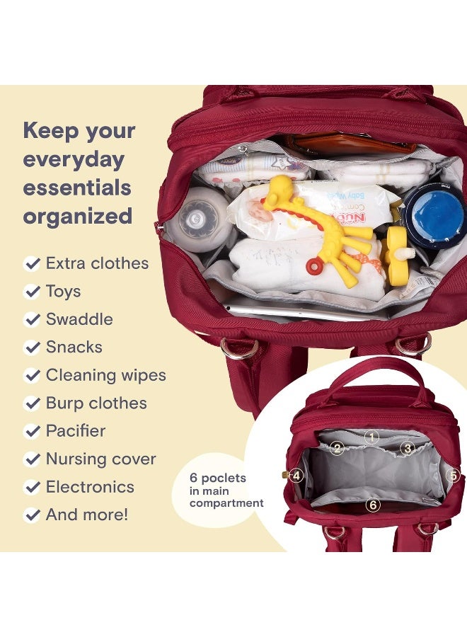 RUVALINO Diaper Bag Backpack, Multifunction Travel Pack Maternity Baby Changing Bags, Large Capacity, Waterproof, Purplish Red - Image 4