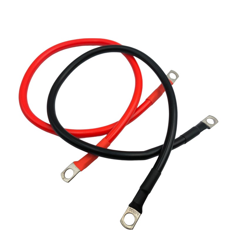 1 Pack 50cm Battery Cable 12V Copper Cable 5AWG 16mm2 Battery Cable with M8 Ring Clamps for Cars Motorcycles Solar Caravans Marine