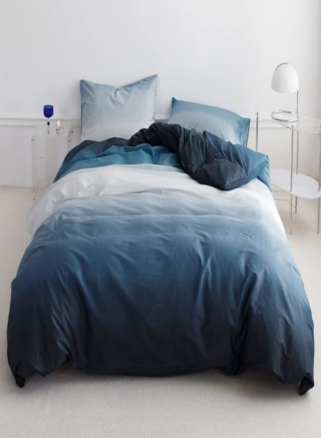 Wellboo Blue White Gradient Comforter Sets Twin Solid Ocean Sea Blue Bedding Comforters Cotton Modern Plain White and Sky Blue Gradient Soft Quilts Farmhouse Abstract Art Watercolor Comforters Warm - Image 5