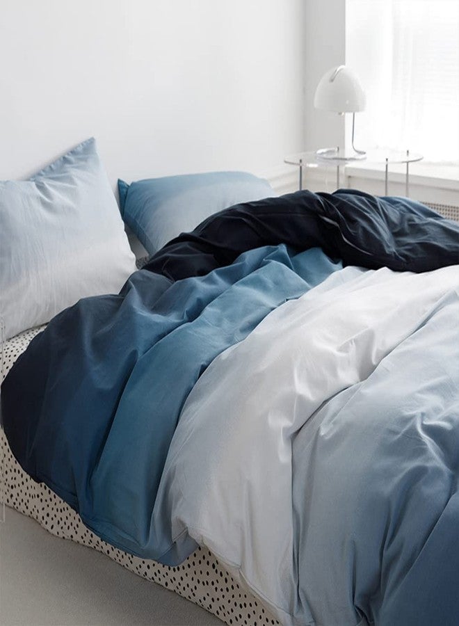 Wellboo Blue White Gradient Comforter Sets Twin Solid Ocean Sea Blue Bedding Comforters Cotton Modern Plain White and Sky Blue Gradient Soft Quilts Farmhouse Abstract Art Watercolor Comforters Warm - Image 4