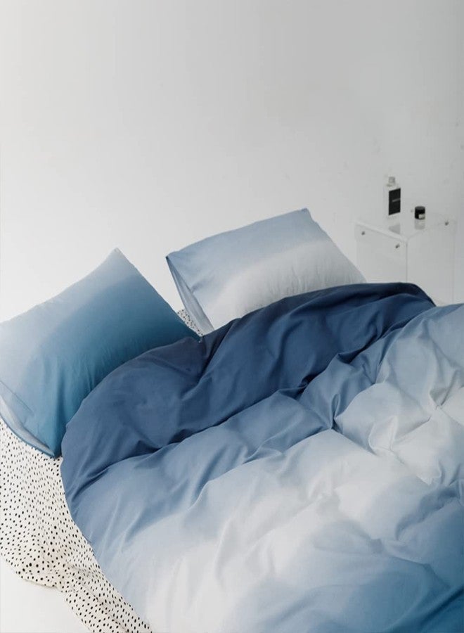 Wellboo Blue White Gradient Comforter Sets Twin Solid Ocean Sea Blue Bedding Comforters Cotton Modern Plain White and Sky Blue Gradient Soft Quilts Farmhouse Abstract Art Watercolor Comforters Warm - Image 3