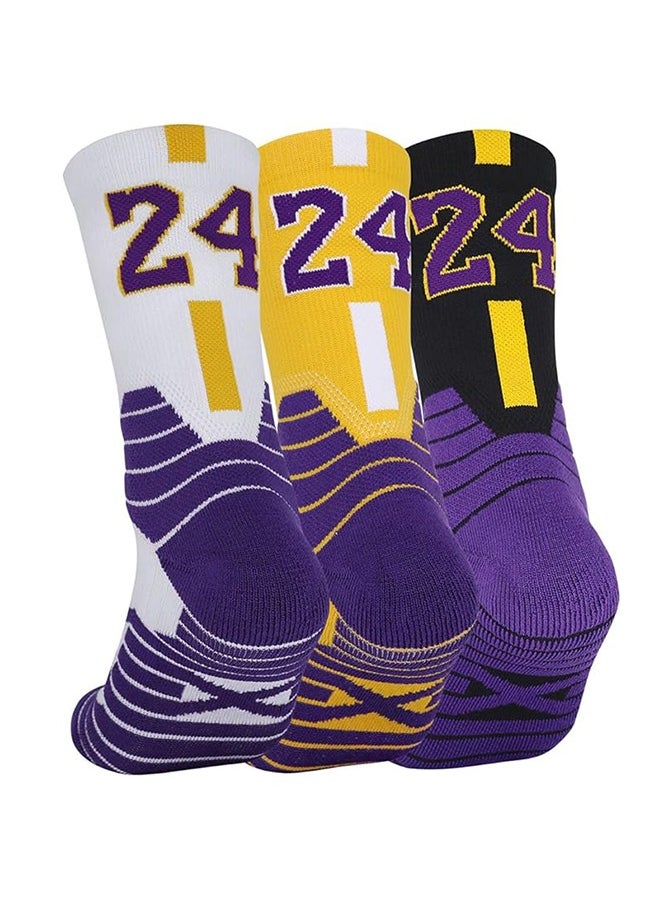 Generic - 3 Pairs Basketball Socks Athletic Running Socks Compression Cushion Sports Socks Gifts for Men Women - Image 1