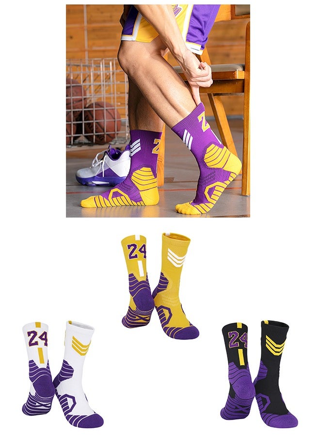 Generic - 3 Pairs Basketball Socks Athletic Running Socks Compression Cushion Sports Socks Gifts for Men Women - Image 1