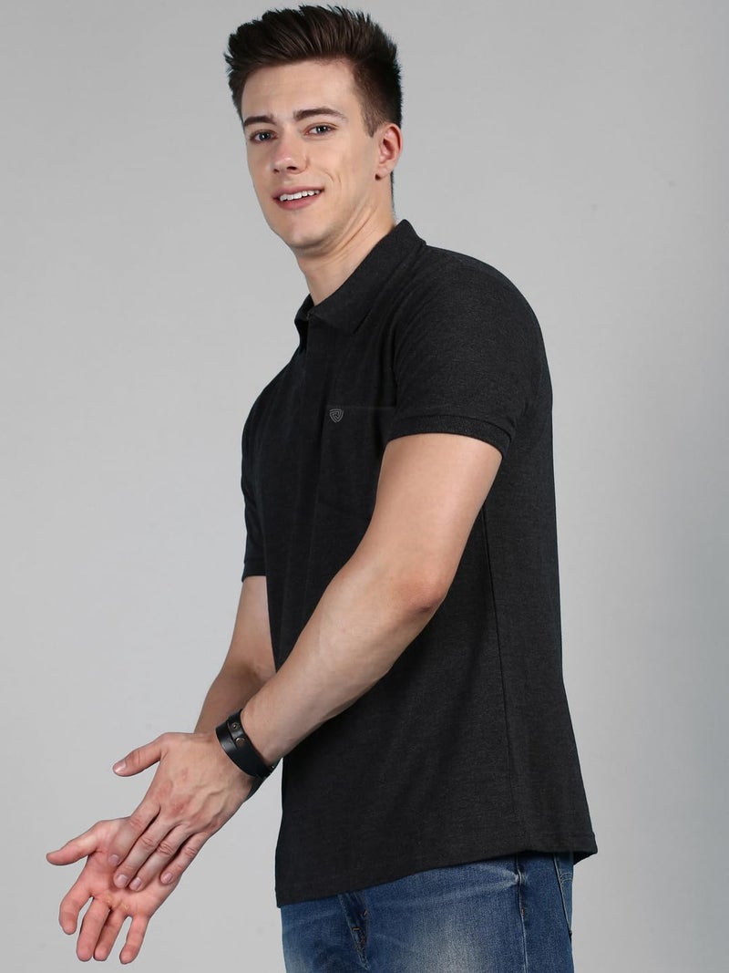 Lux Cozi Men's Regular Fit Polo Neck Half Sleeve Solid Casual T-Shirt with Chest Pocket for Casual Wear_COZI_2122_BM_RD_2XL_2PC - Image 2