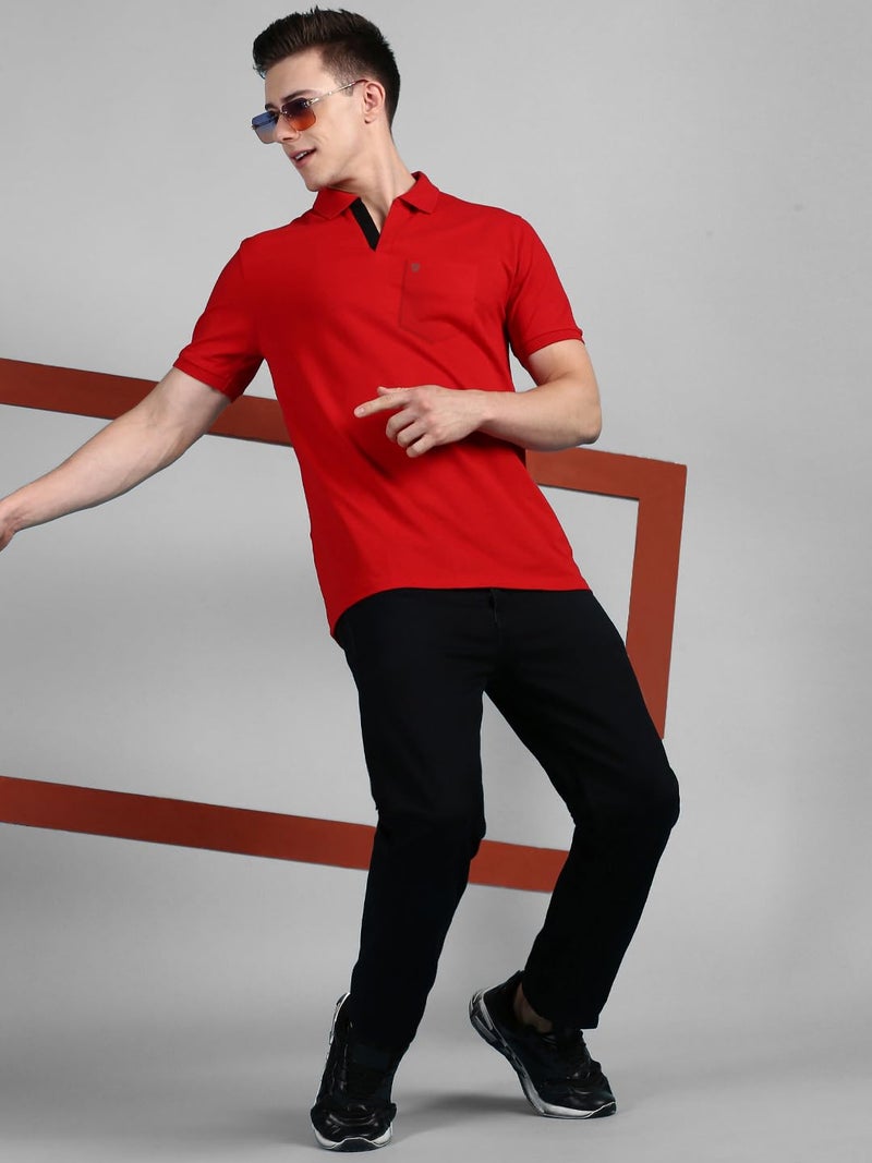 Lux Cozi Men's Regular Fit Polo Neck Half Sleeve Solid Casual T-Shirt with Chest Pocket for Casual Wear_COZI_2122_BM_RD_2XL_2PC - Image 5
