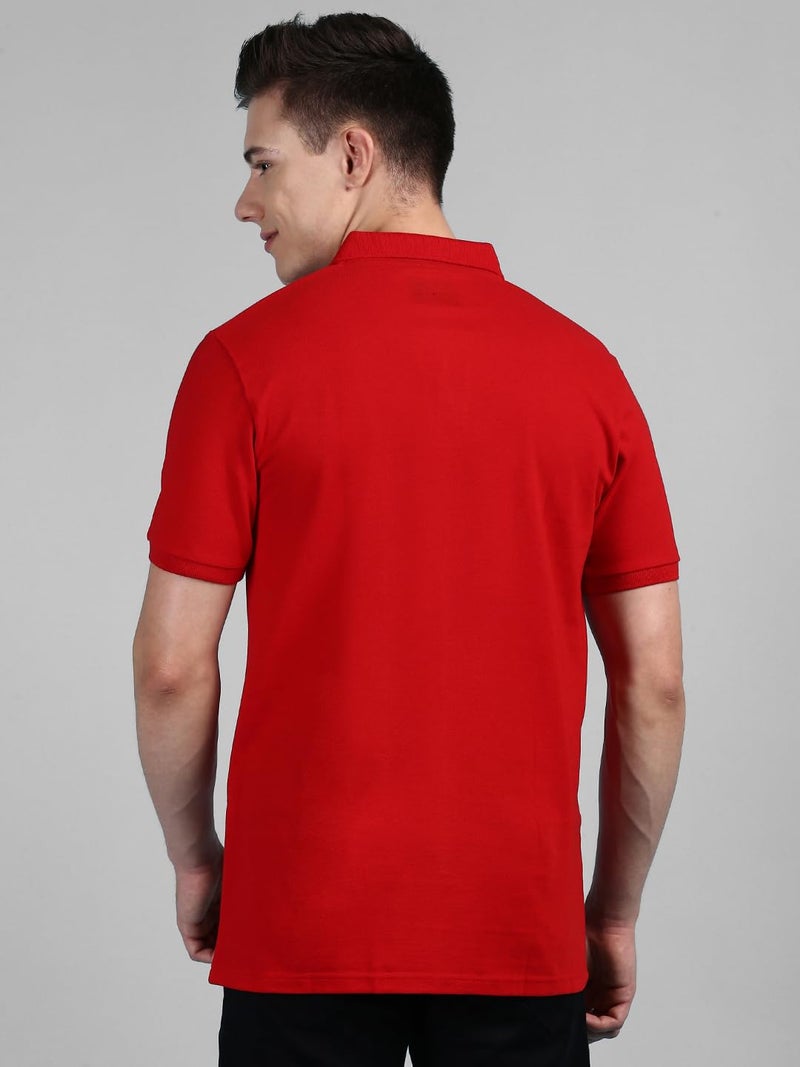 Lux Cozi Men's Regular Fit Polo Neck Half Sleeve Solid Casual T-Shirt with Chest Pocket for Casual Wear_COZI_2122_BM_RD_2XL_2PC - Image 4
