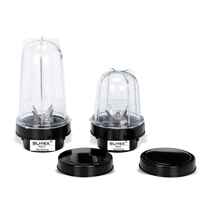 Sumix Bullet Jars for Mixer Grinder Set of 2 530 ML350 ML ABS Transparent Juicer Jar Black NMA71 - Image 1