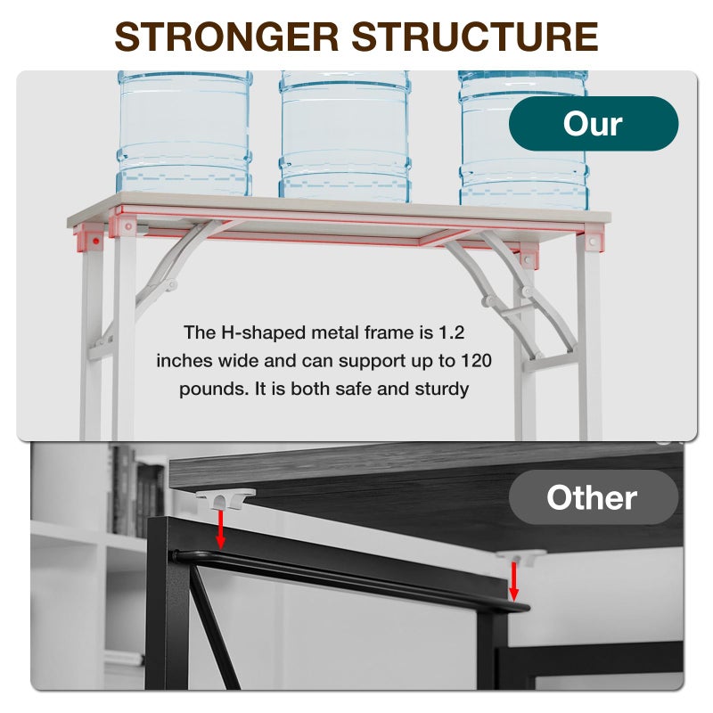 TEMI Small Computer Desk Folding Table - 35.8" Foldable Office Desk, No Assembly, Perfect for Small Spaces in Bedroom, Dorm, or Apartment, Portable Mini Desk or Study Table Compact Design, White Ash - Image 4