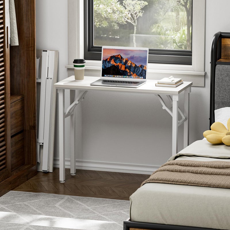 TEMI Small Computer Desk Folding Table - 35.8" Foldable Office Desk, No Assembly, Perfect for Small Spaces in Bedroom, Dorm, or Apartment, Portable Mini Desk or Study Table Compact Design, White Ash - Image 5