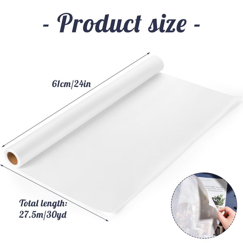 Prudiut Tracing Paper Roll 24in x 30yd, White Trace Paper Pattern Paper Translucent Tracing Paper for Sewing, Drawing, Sketching, Gift Wrapping - Image 2