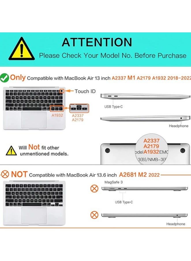 erorex Compatible with MacBook Air 13 inch Case 2022 2021 2020 2019 2018 Release A2337 M1 A2179 A1932 Retina Display, Plastic Pattern Hard Shell Case&Keyboard Cover&Screen Protector, Mint Blue Marble - Image 5
