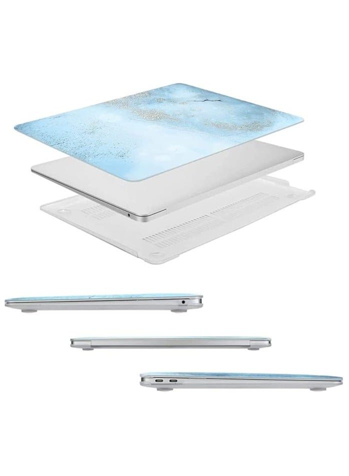 erorex Compatible with MacBook Air 13 inch Case 2022 2021 2020 2019 2018 Release A2337 M1 A2179 A1932 Retina Display, Plastic Pattern Hard Shell Case&Keyboard Cover&Screen Protector, Mint Blue Marble - Image 2