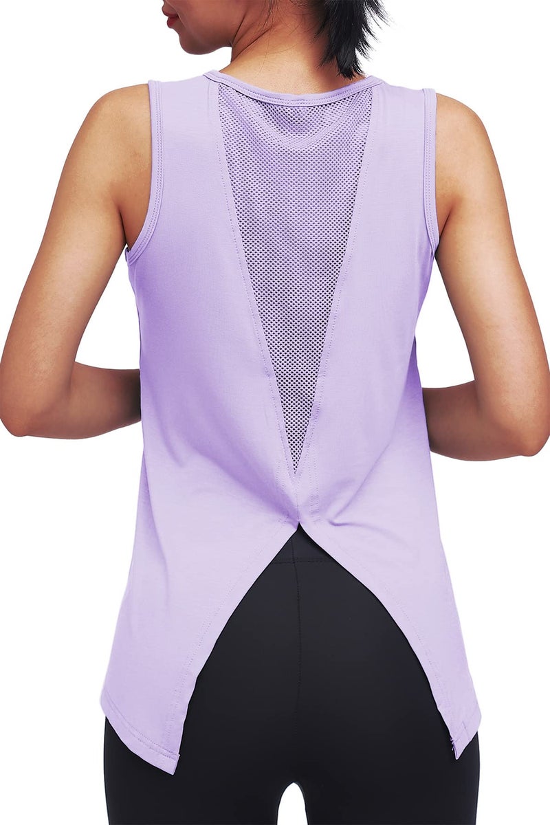 Mippo Womens Workout Tops Yoga Running Tank Tennis Exercise Tops Muslce Tank Sleeveless Workout Clothes Purple M - Image 3