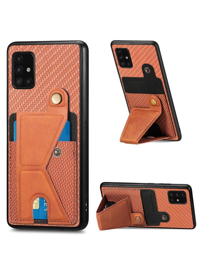 اس-توب جراب لهاتف Samsung Galaxy A51 5G من ألياف الكربون محفظة قلابة مزودة بحامل على شكل حرف K - Image 1