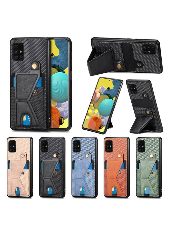 اس-توب جراب لهاتف Samsung Galaxy A51 5G من ألياف الكربون محفظة قلابة مزودة بحامل على شكل حرف K - Image 5