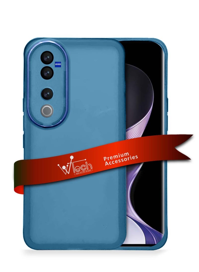 Wtech vivo V40 / V40 Pro 5G 2024 Soft Transparent TPU Silicone Ultra Thin Phone Stylish Electroplated Camera Border Back Case Cover - Blue - Image 1