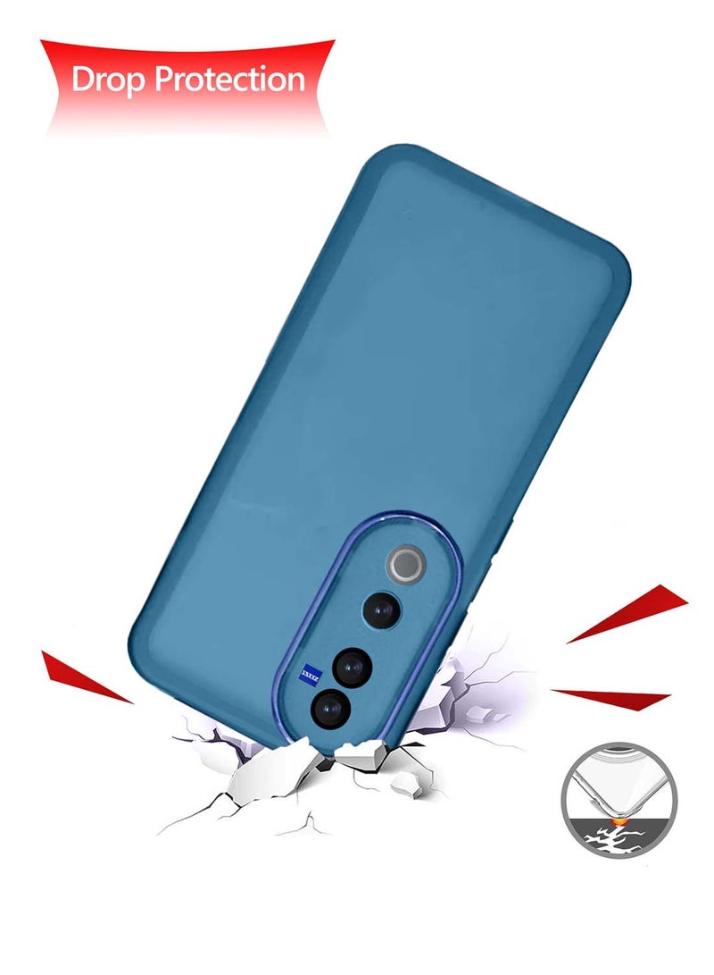 Wtech vivo V40 / V40 Pro 5G 2024 Soft Transparent TPU Silicone Ultra Thin Phone Stylish Electroplated Camera Border Back Case Cover - Blue - Image 3