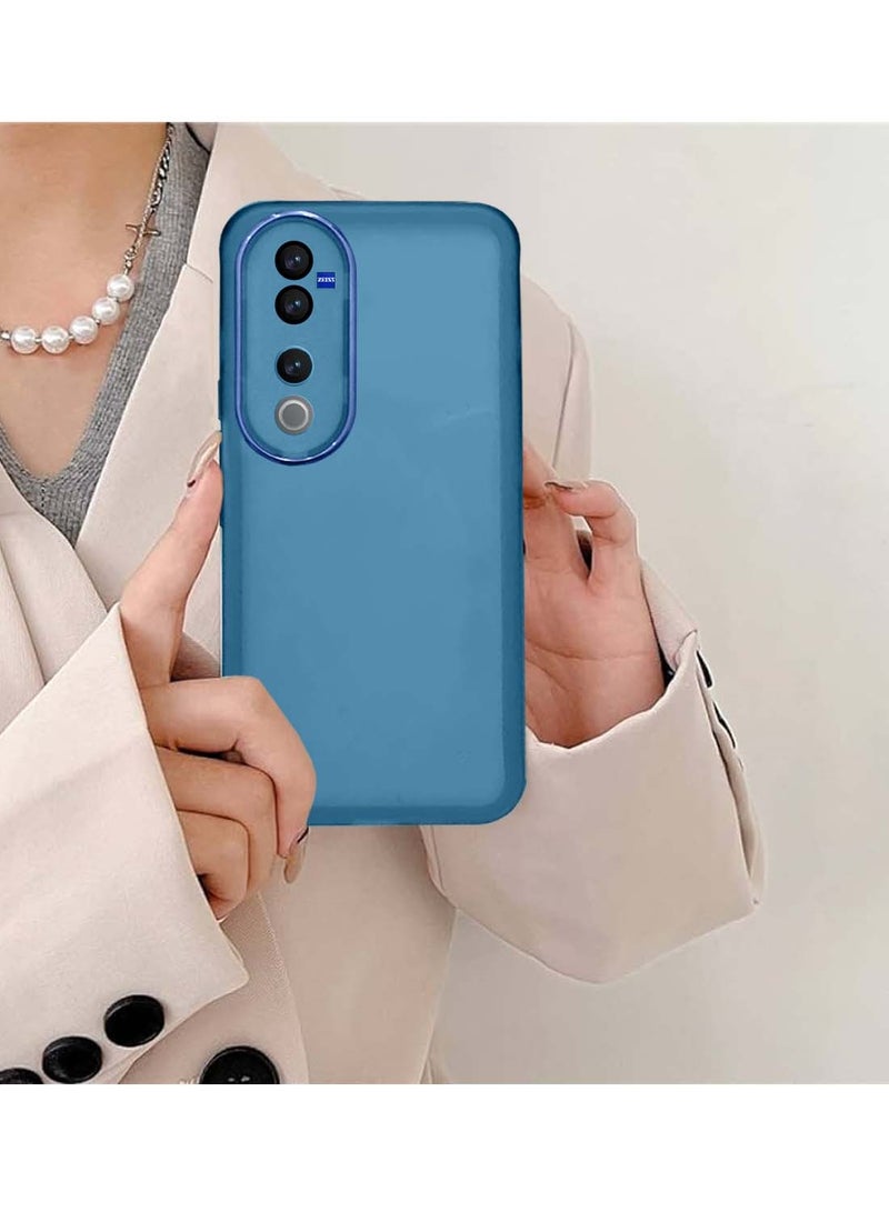 Wtech vivo V40 / V40 Pro 5G 2024 Soft Transparent TPU Silicone Ultra Thin Phone Stylish Electroplated Camera Border Back Case Cover - Blue - Image 4