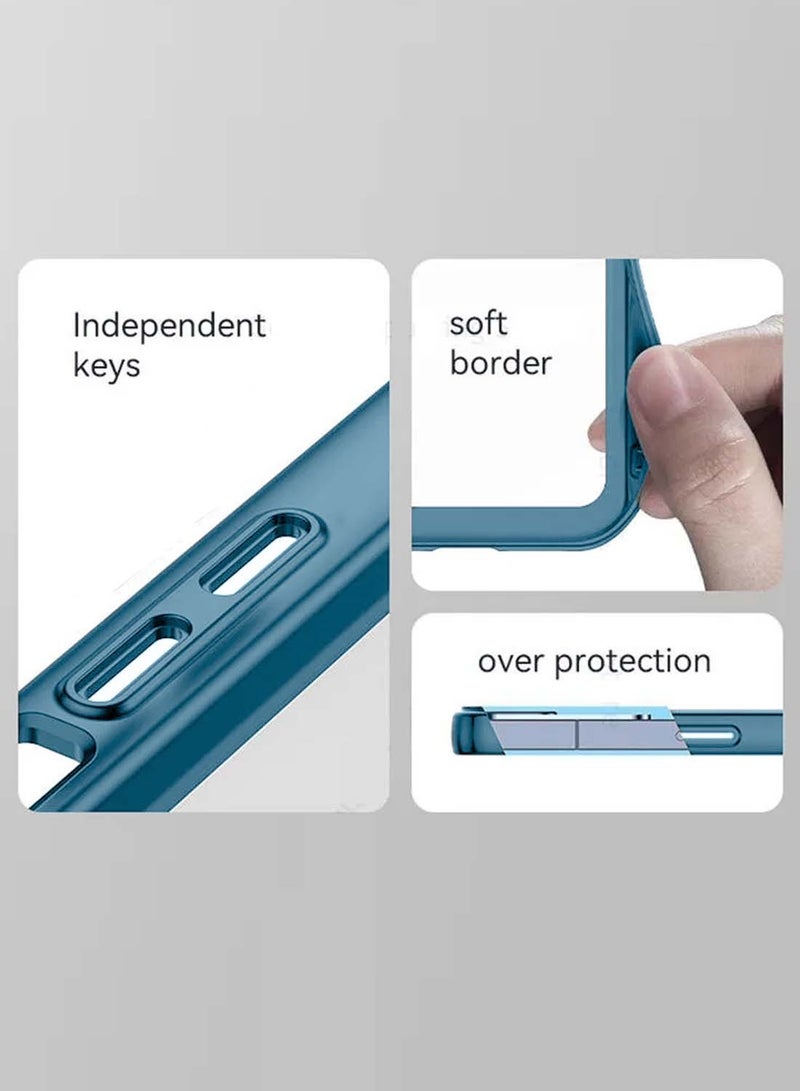 Wtech vivo V40 / V40 Pro 5G 2024 Soft Transparent TPU Silicone Ultra Thin Phone Stylish Electroplated Camera Border Back Case Cover - Blue - Image 5