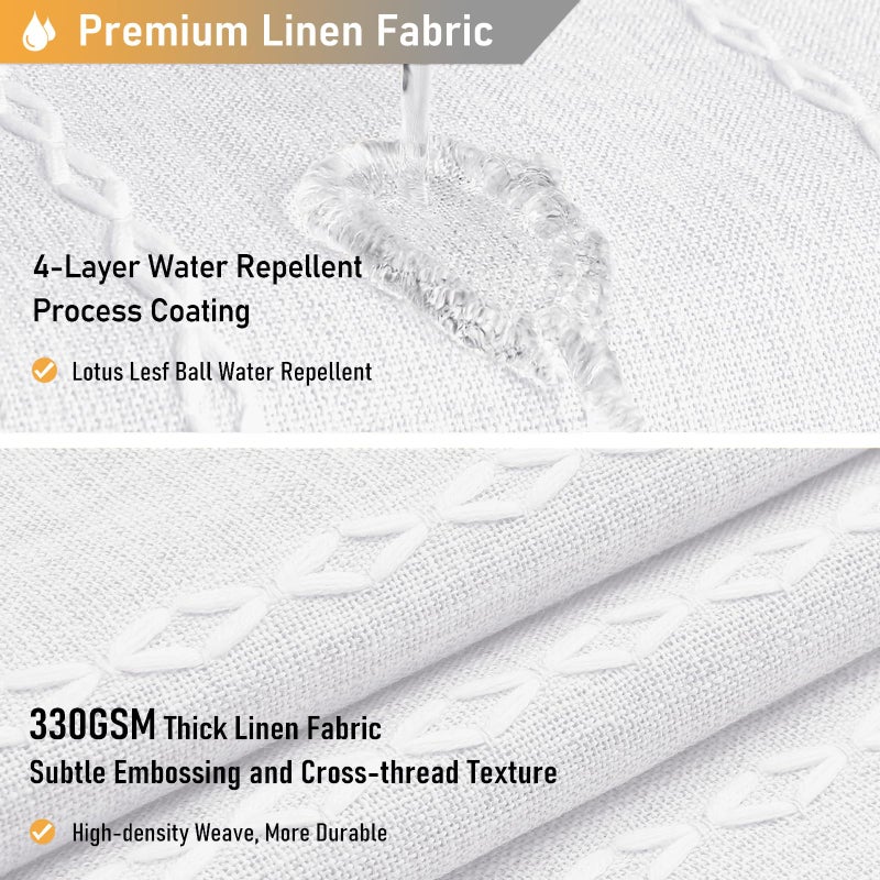 BTTN White Farmhouse Shower Curtain, Boho Linen Striped Heavy Duty Fabric Shower Curtain Set with Tassel, Bohemian Country Ultra Thick Shower Curtain for Bathroom, Wrinkle Free, Water Repellent, 72x72 - Image 4